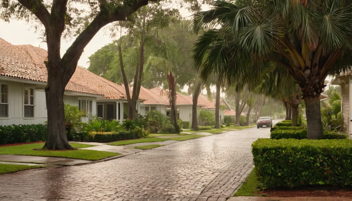 Neighborhood street with mature trees near Largo